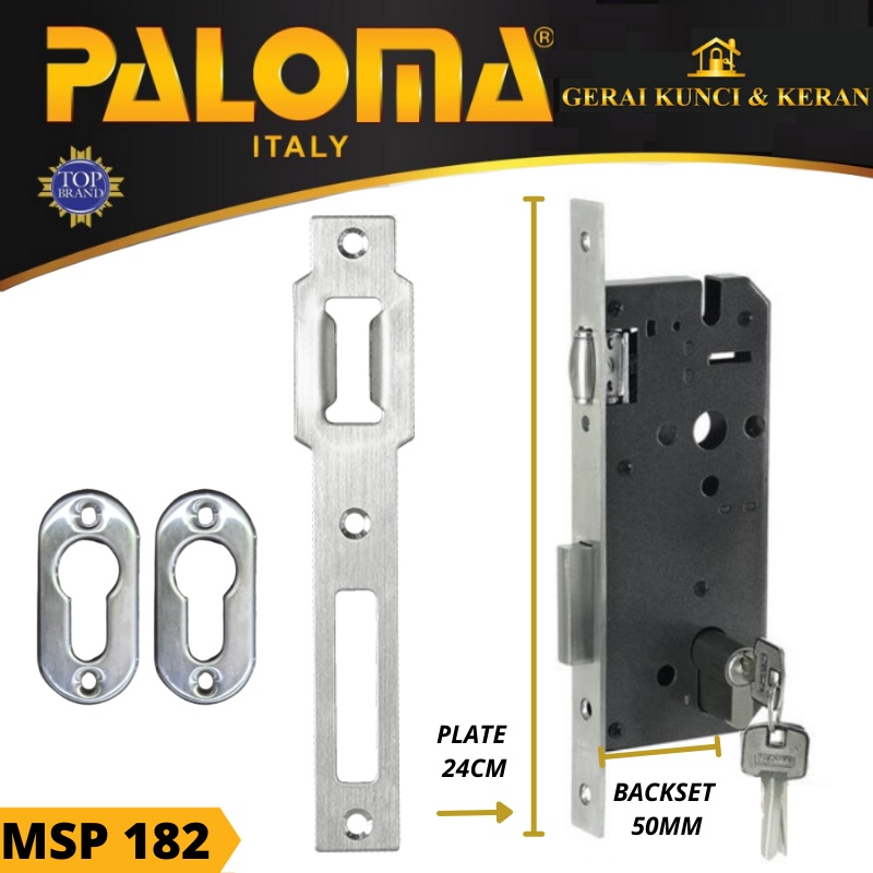 BODY KUNCI PALOMA MSP 182 STANDARD ROLLER  50MM + CYLINDER STAINLESS STEEL