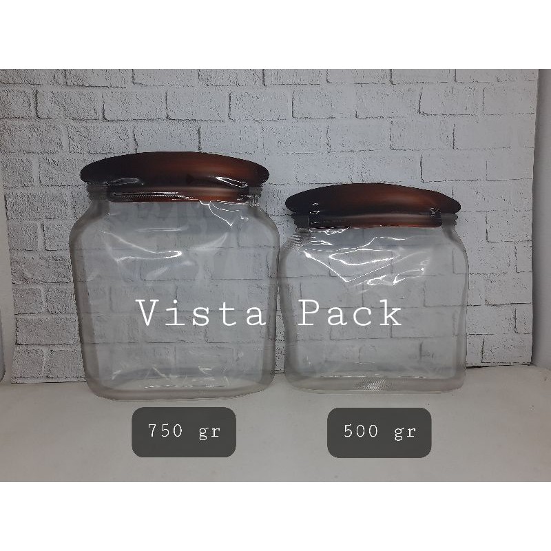 Fancy Jar 750 gr gula pasir Pouch Plastik Transparan Unik Bentuk Toples (18x21cm)