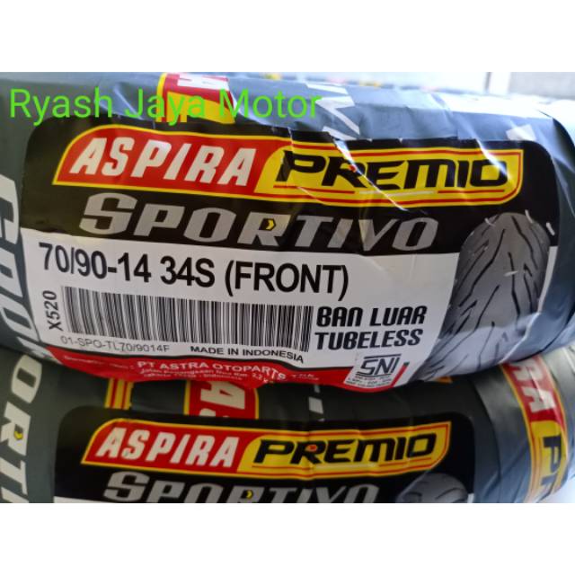Ban tubeless Aspira Premio Sportivo 70/90-14 Front for MIO M3/Xeon/Rc/Mio/Mio smile/Mio soul/x-ride/Mio