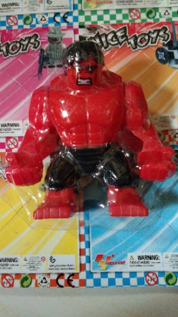 Mainan anak edukasi robot hulk nice toys warna merah dan hijau