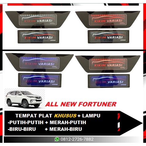 TEMPAT PLAT KHUSUS ALL NEW FORTUNER + LAMPU (BIRU &amp; PUTIH)