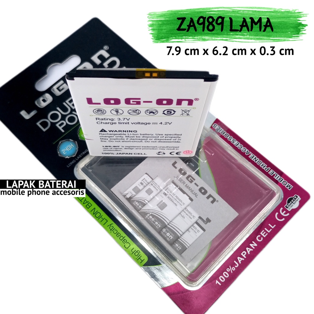 LOG - ON Baterai Zyrex ZA989 Lama Double IC Protection