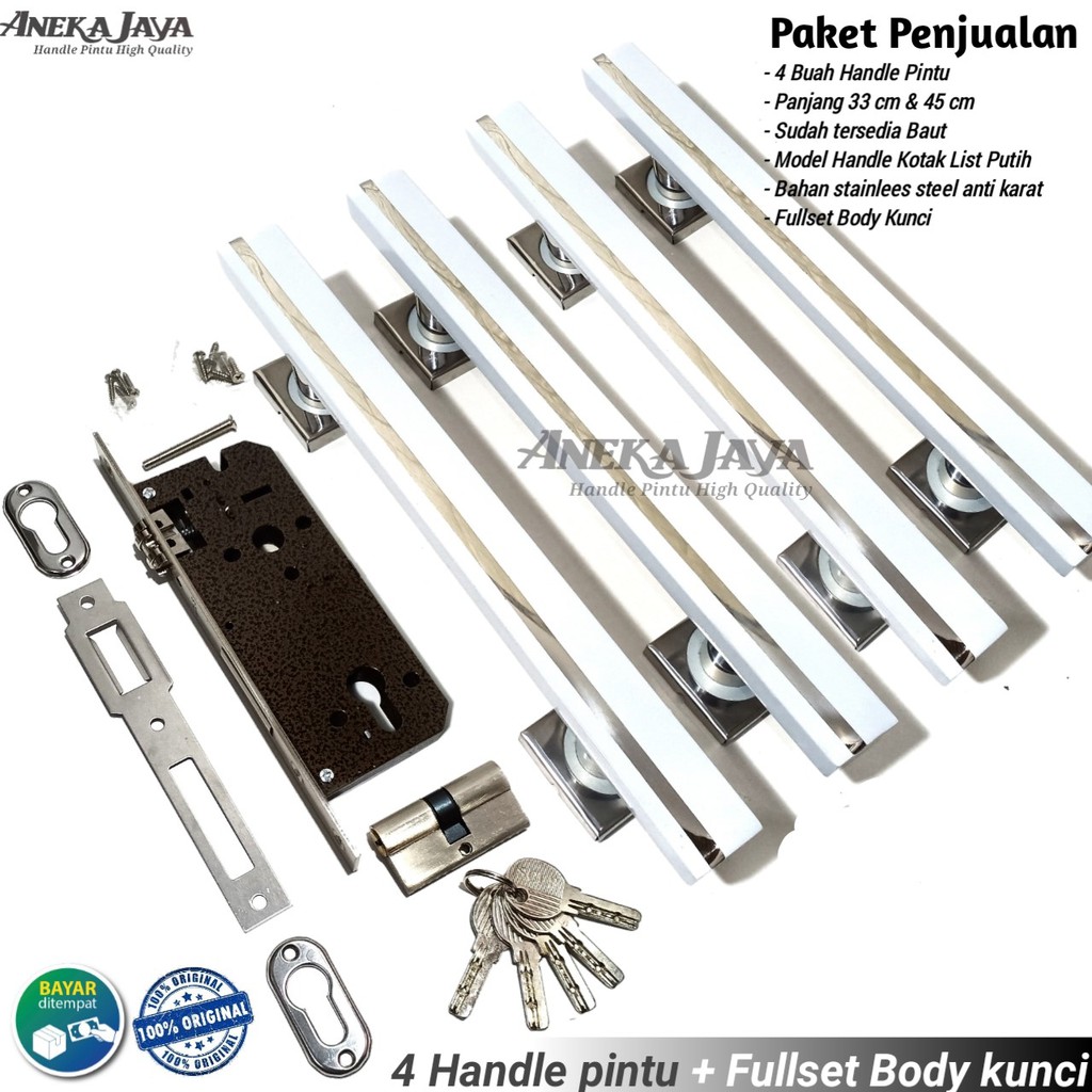 Handle pintu rumah set kunci panjang 33 cm 45 cm / Gagang pintu Rumah / Pegangan pintu rumah Hitam