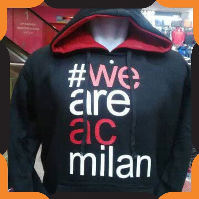 {COD}526 HODIE HALF ZIPPER VARSITY TURN BACK CRIME AC MILAN FANS HITAM LIMITED GRADE ORI