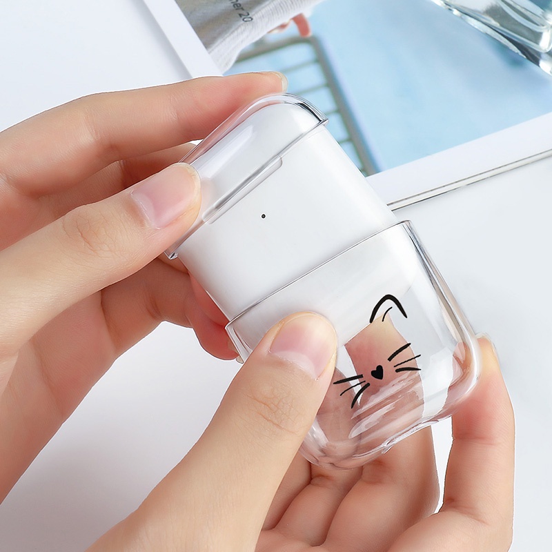Case Cover Headphone Motif Kucing Kartun Untuk AirPods 1 / 2