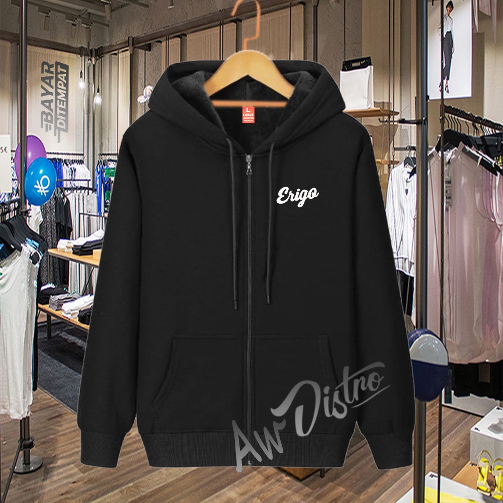 COD Jaket Distro Eri go Logo White Premium Quality Sweater Tulisan Jaket Kata-Kata Hoodie Sablon