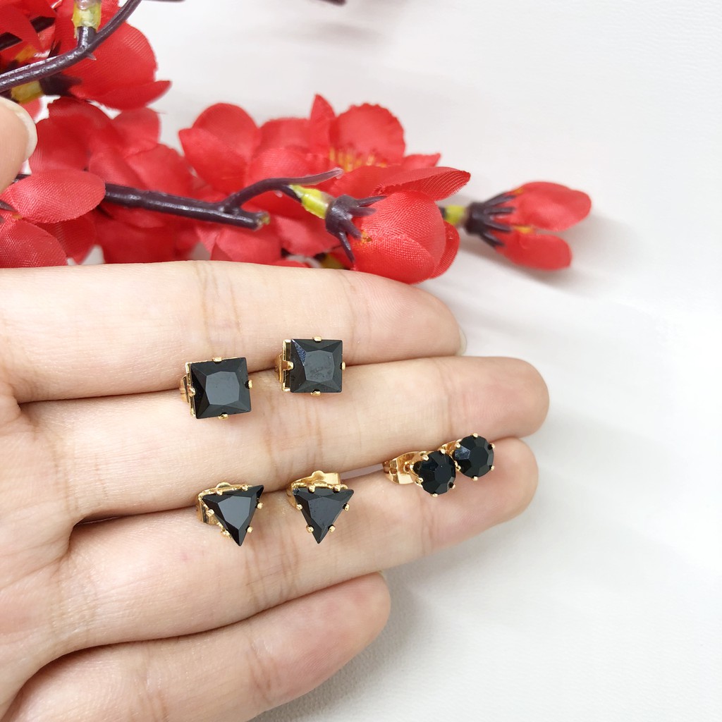 Anting Xuping Model Tusuk Batu Hitam - BE198