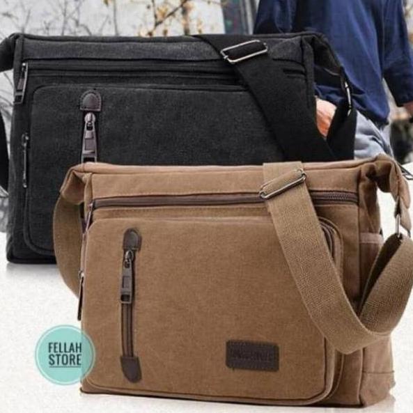 Top Produk.. Tas kanvas selempang/ tas bahu selempang pria/ bahan kuat