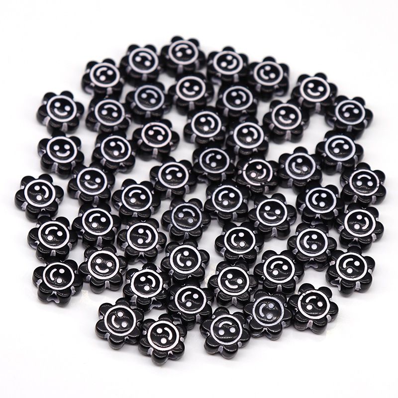 50Pcs Manik-Manik Bunga Smiley Face Bahan Akrilik Ukuran 10mm Untuk Aksesoris Perhiasan Gelang