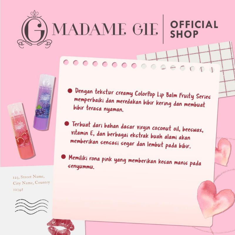 ❤️G.A.SHOP❤️ MADAME GIE LIP BALM FRUITY