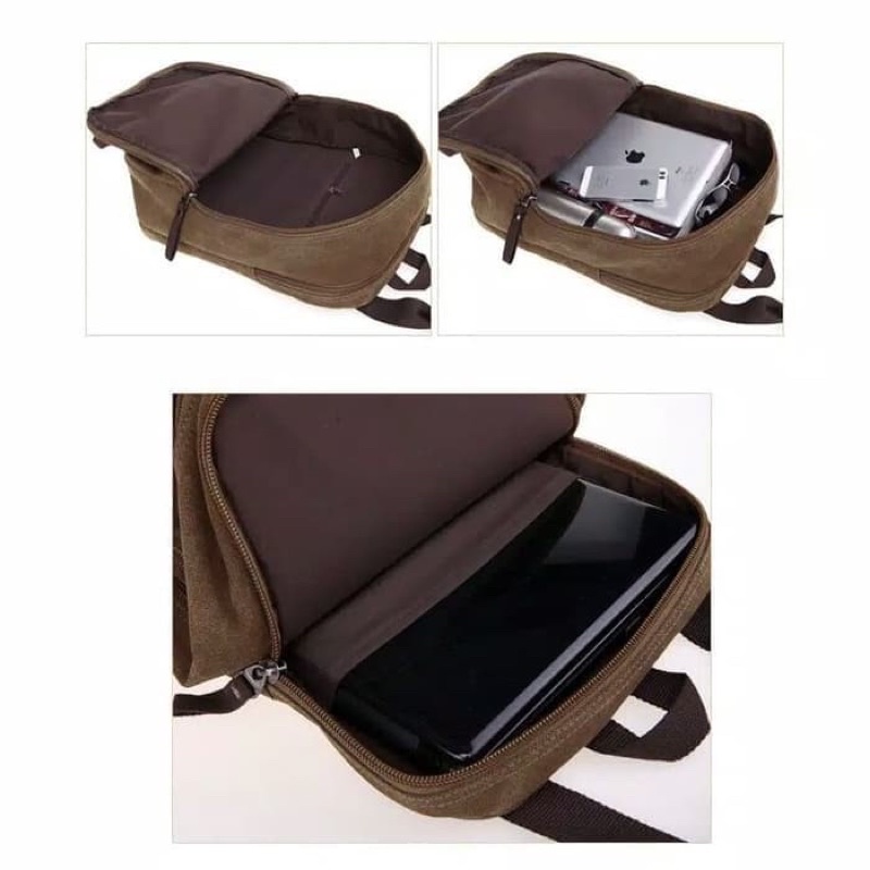 TAS RANSEL LAPTOP PRIA KANVAS KOMBINASI KULIT ASLI 2IN1 LEGUMS 9008 PREMIUM SERIES