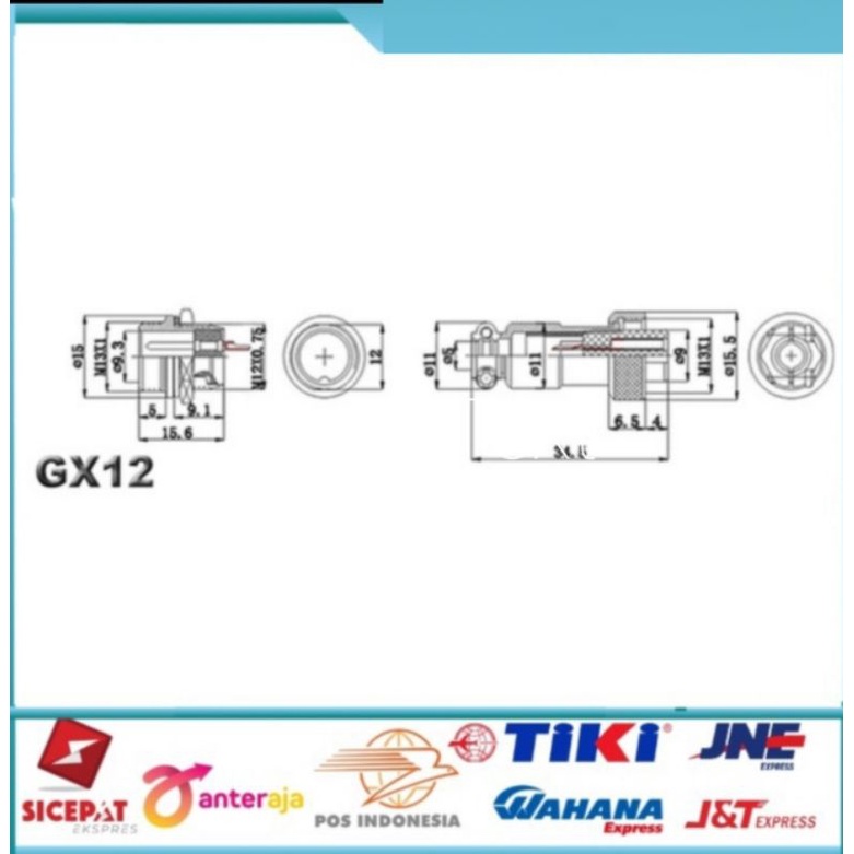 Konektor Connector CB GX12 12 mm set male female -3 pin