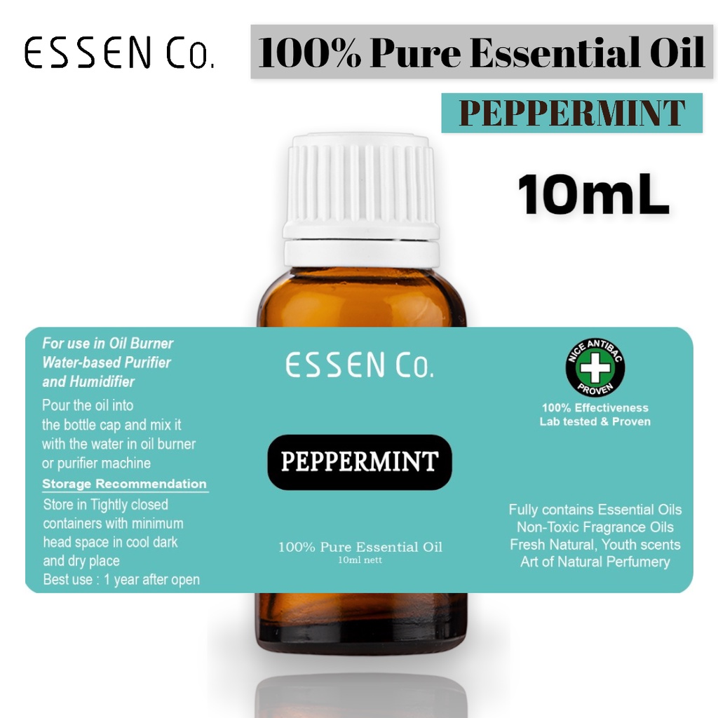 Essen Co Peppermint Essential Oil Aromatherapy 100% Pure Aromaterapi Daun Mint Murni 10ml