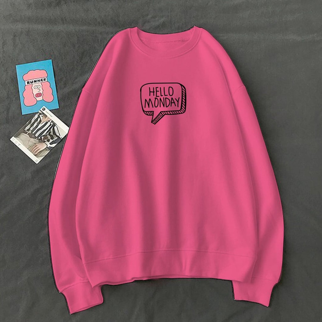 SWEATER WANITA HELLO MONDAY TEBAL TERBARU,