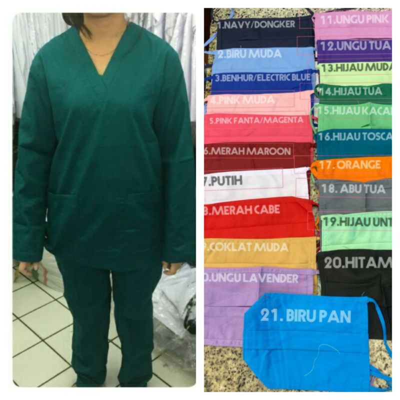 7L Panjang Scrub Baju Jaga OKA Dua Saudara