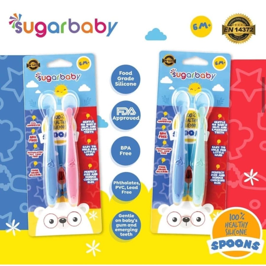 Sugar Baby Healthy Silicone Spoon isi 2 pcs Sendok Makan Bayi