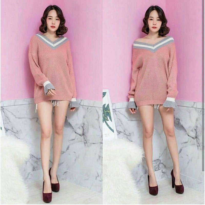 atasan vneck long sleeve