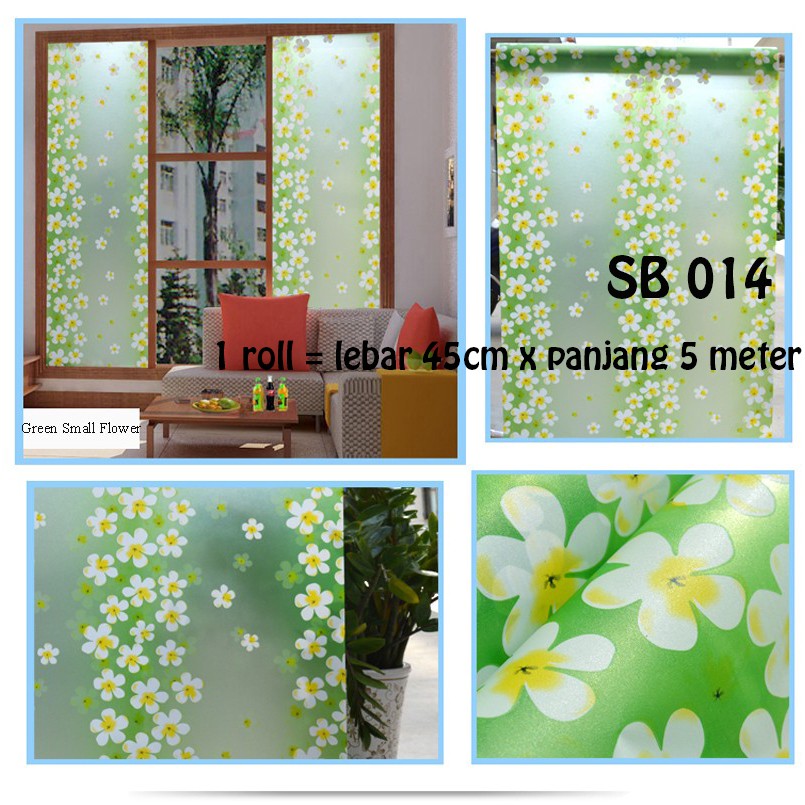 GD STIKER KACA UK 45CM X 5 METER SB 014 MOTIF BUNGA SAKURA HIJAU STICKER SETIKER WALLPAPER PINTU JENDELA KACA BUAT KAMAR MANDI DEKORASI DECOR DEKOR RUMAH WALPAPER SANBLAST WELPEPER SANBLAS SUNBLAST SUNBLAS LEMARI