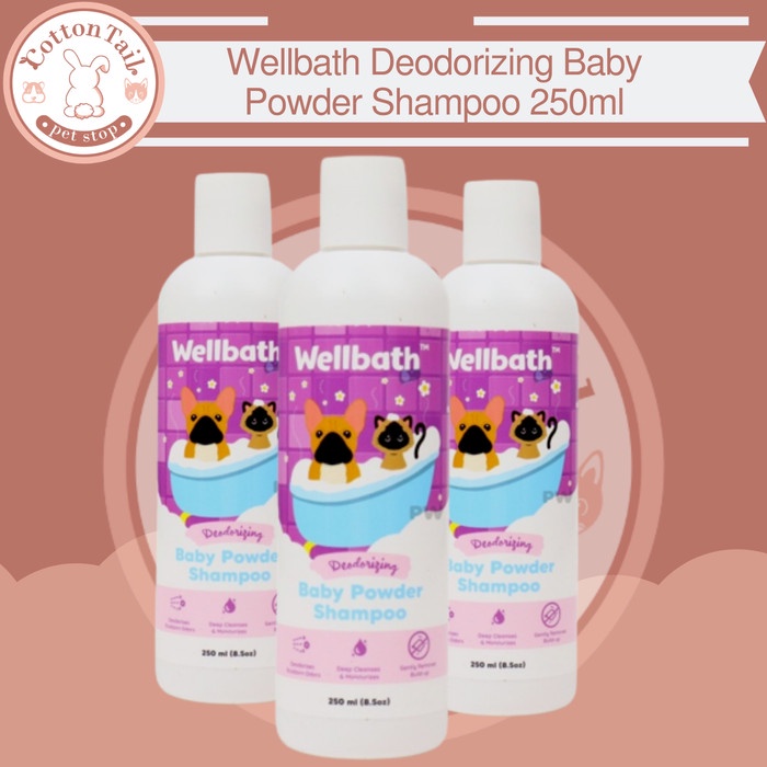 Wellbath Deodorizing Baby Powder Shampoo 250ml Shampo Hewan SH4216