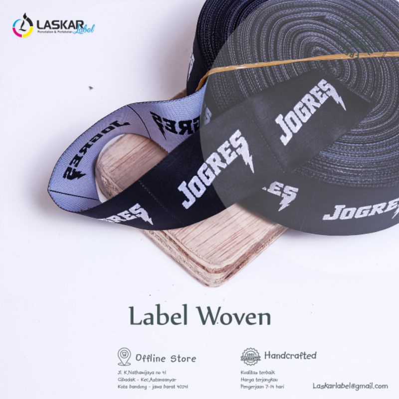 label Woven damask label baju, label bordir label jahit  1.5x6cm  bahan halus dan lembut