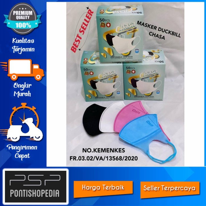 PSP MASKER DUCKBILL CHASA EMBOSS GARIS 3PLY EARLOOP 3 PLY FACE MASK 50 PCS