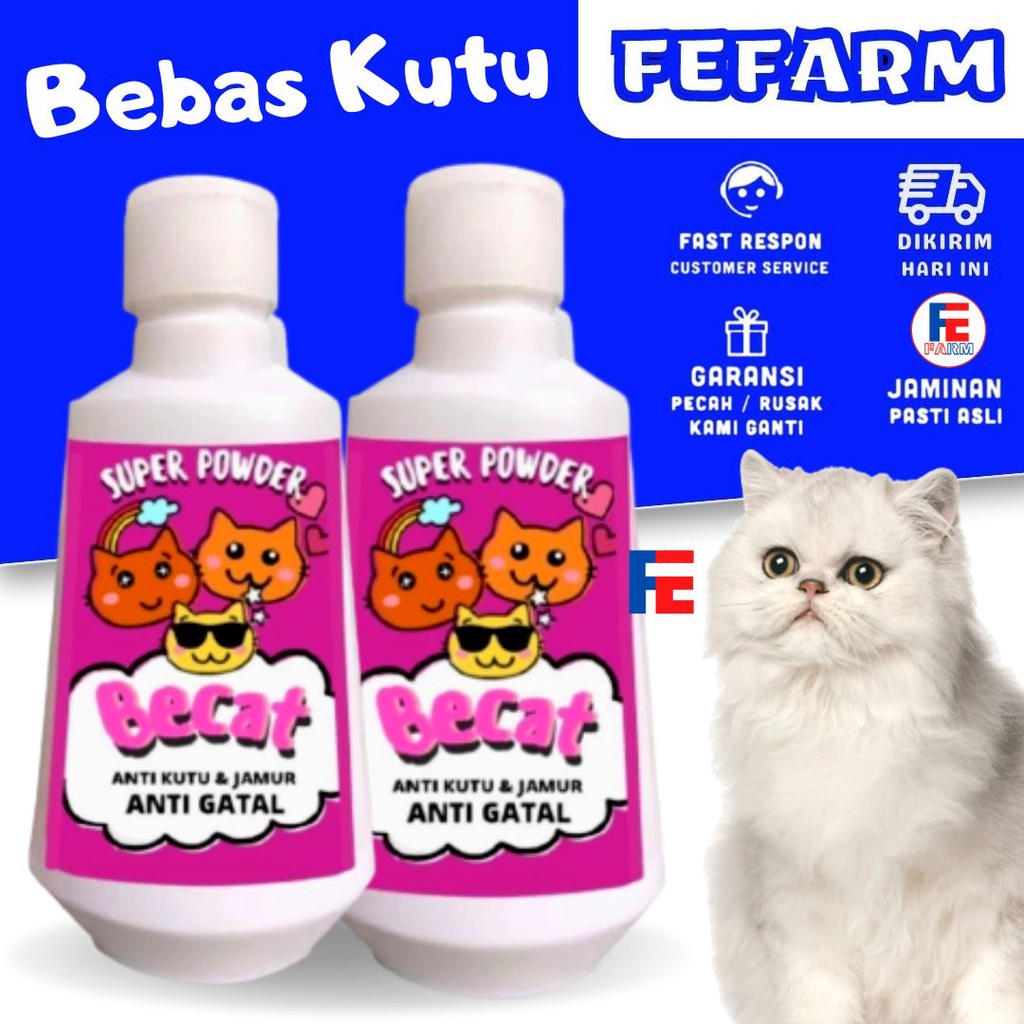 Bedak Kutu dan Jamur Kucing Kitten Anjing Wangi Anti Gatal Aman Terjilat Hewan FEFARM