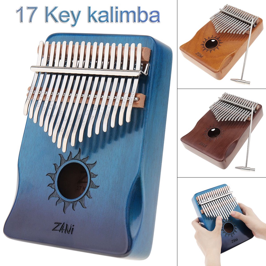 Alat Musik Kalimba Piano Jempol 17 Kunci Permukaan Glossy Bahan Mahoni Dengan Pelindung Tangan