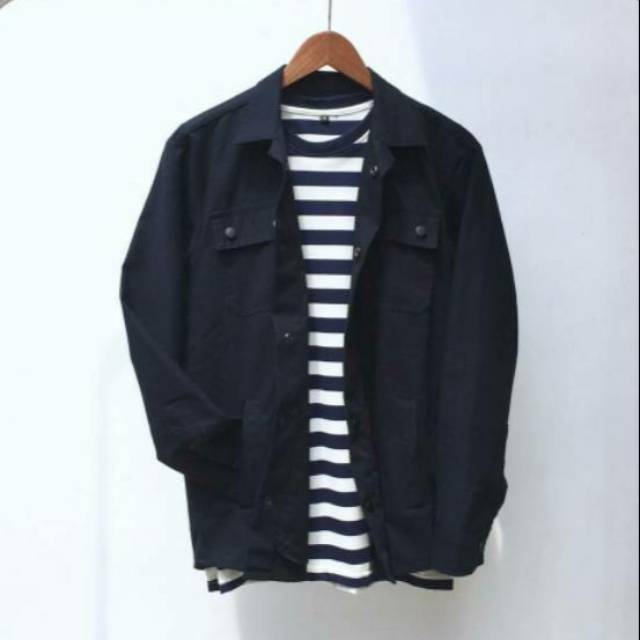 OOTDSUPPLY Trucker Canvas Navy l Jaket canvas l Jaket Semi parka l