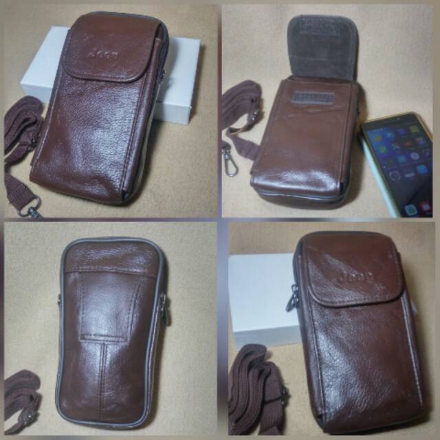 TAS Hp Kulit Asli Branded merek Jeep