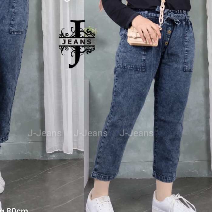 Celana Baggy Boyfriend Jins Kancing Snow Black Kayla Pants