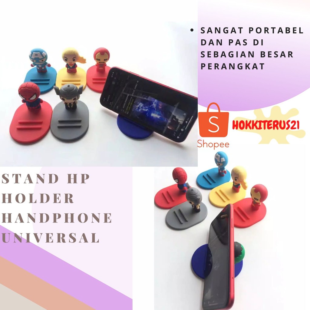 HOKKITERUS21 STAND HP holder handphone universal miniso action figure karet anti slip karakte