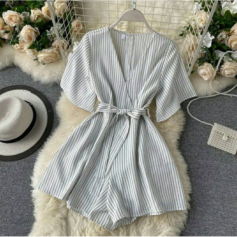 jumpsuit jumsuit jamsuit pendek / jumpsuit lengan pendek / jumpsuit salur