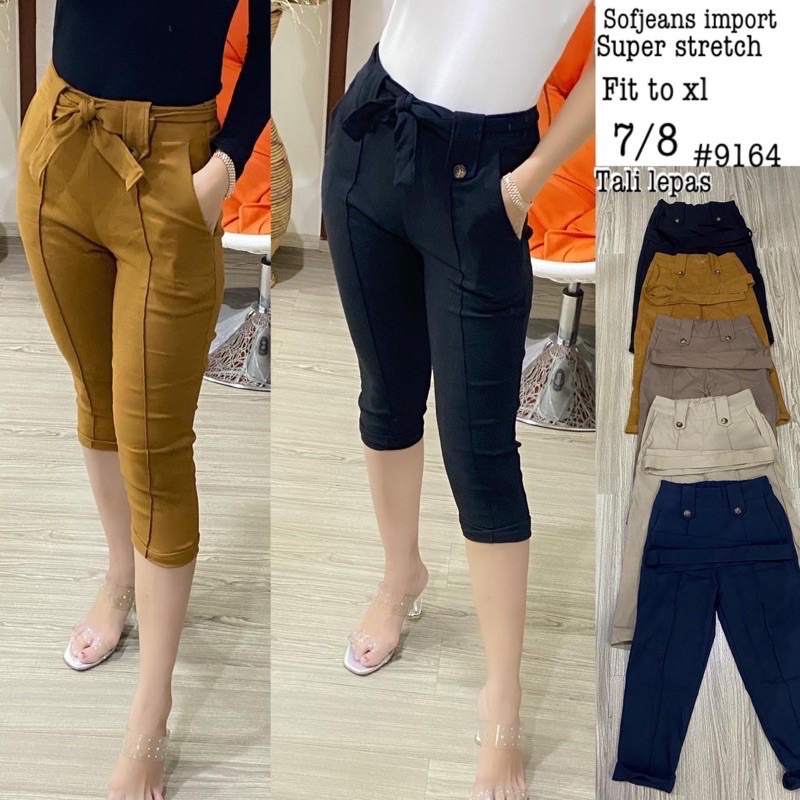 Celana Wanita 7/8 Soft Jeans Strecth Import