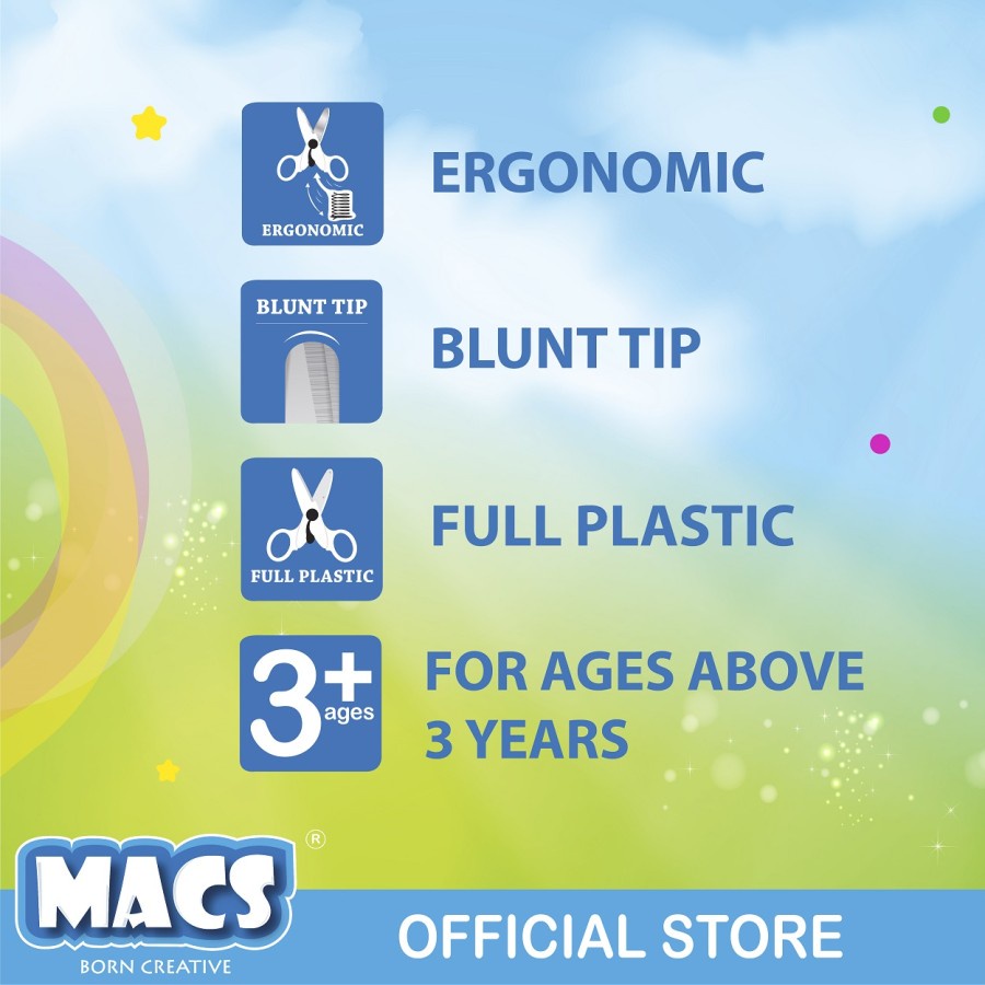 MACS Kids Scissors Gunting Plastik Aman/Safety untuk Anak Balita / TK