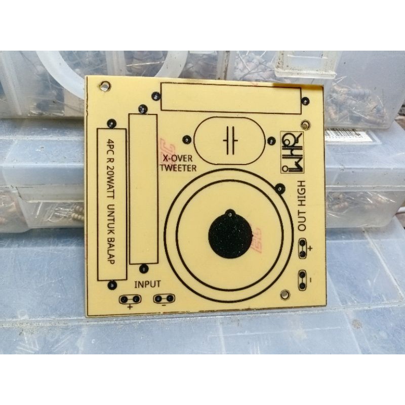 PCB CROSSOVER PASIF 1 WAY MID HIGH dimensi 10x10cm