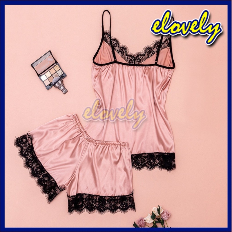 Elovely Lingerie Sexy Hot Pakaian Dalam Wanita Set Lingerie Celana Renda Seksi + Tank Top Set Baju Tidur Malam | L021-5