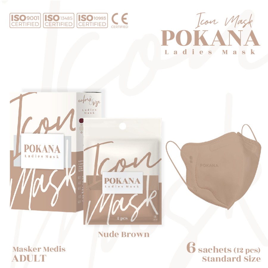 Pokana ICON Masker Medis 4 ply - Ladies Mask - Box isi 12 pcs