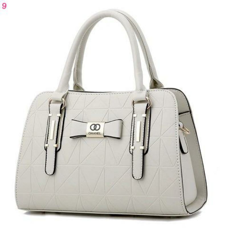 Tas Import wanita/Tas handle Ohanel brand putih