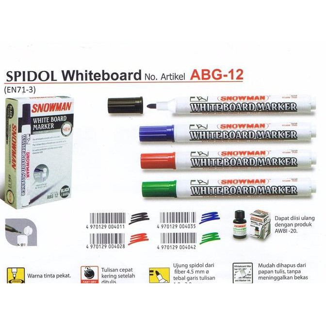 

Diskon Spidol Papan Tulis Whiteboard SNOWMAN - Hitam Big Sale