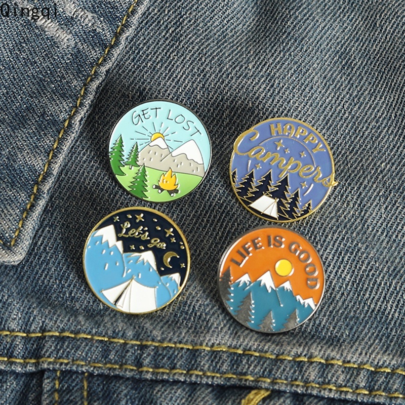 Bros Pin Enamel Bentuk Bulat Motif Kartun Tulisan Life Is Good Untuk Travel