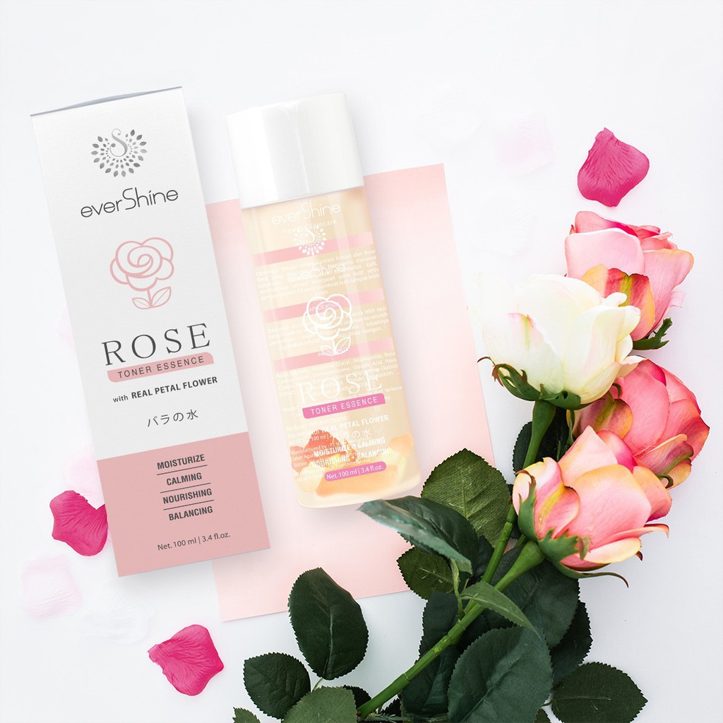 Rose Toner Essence with real petal flower / air mawar asli