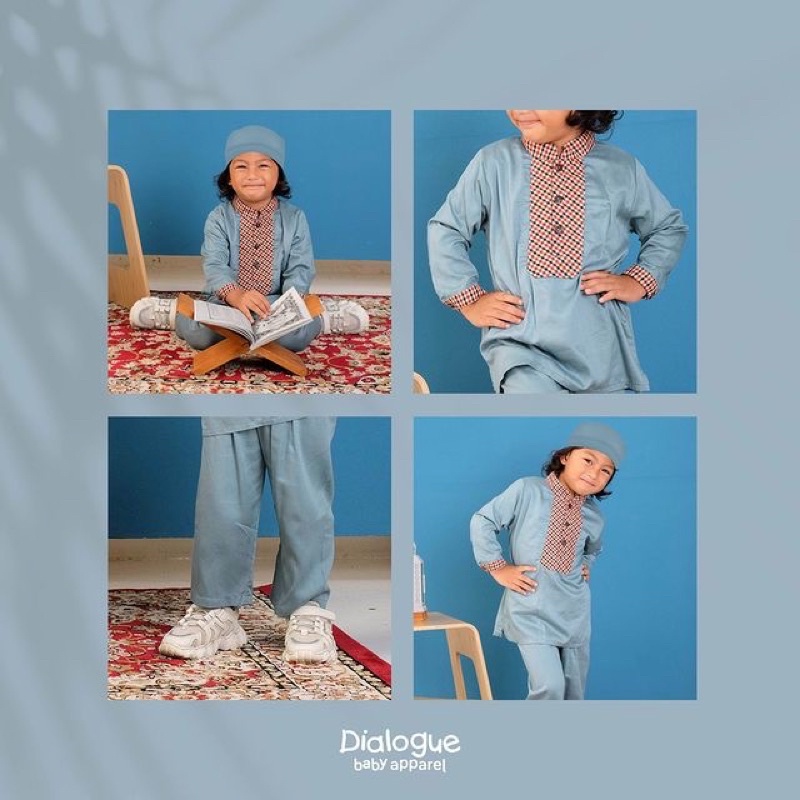 Dialogue Stelan Peci Koko Anak Lebaran AMEER COLLAR SET LONG SLEEVE 1 Stel / Setelan Koko Baju Panjang Koko bayi Anak Dialogue