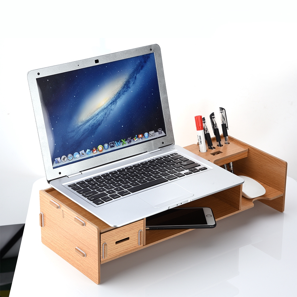 Computer Monitor Stand Desk Organizer Shelf Laptop Riser Lcd Tv