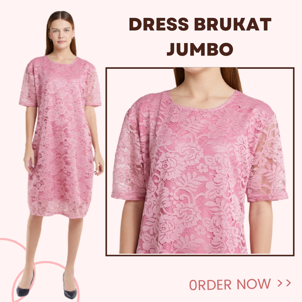 Baju Pakaian Otd Dress Pesta Brukat Wanita Cewek Remaja Outfit Jumbo Ld 110 ukuran XXL Korean StyleF