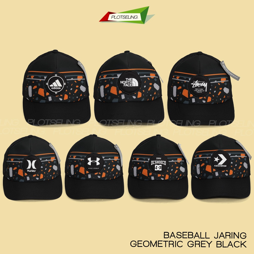 Topi Baseball TRUCKER DISTRO Jaring Logo Distro Random Pria Wanita Topi Hitam Jaring Polos Logo NY Topi Logo Billa Bong QuickSilver Vans Volcom Converse Oakley Stussy DC Vans Topi Pantai Topi Olahraga Sport