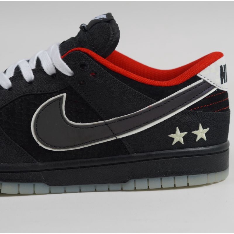 LPL x Nike SB Dunk Low Hitam Putih Cerah Crimson