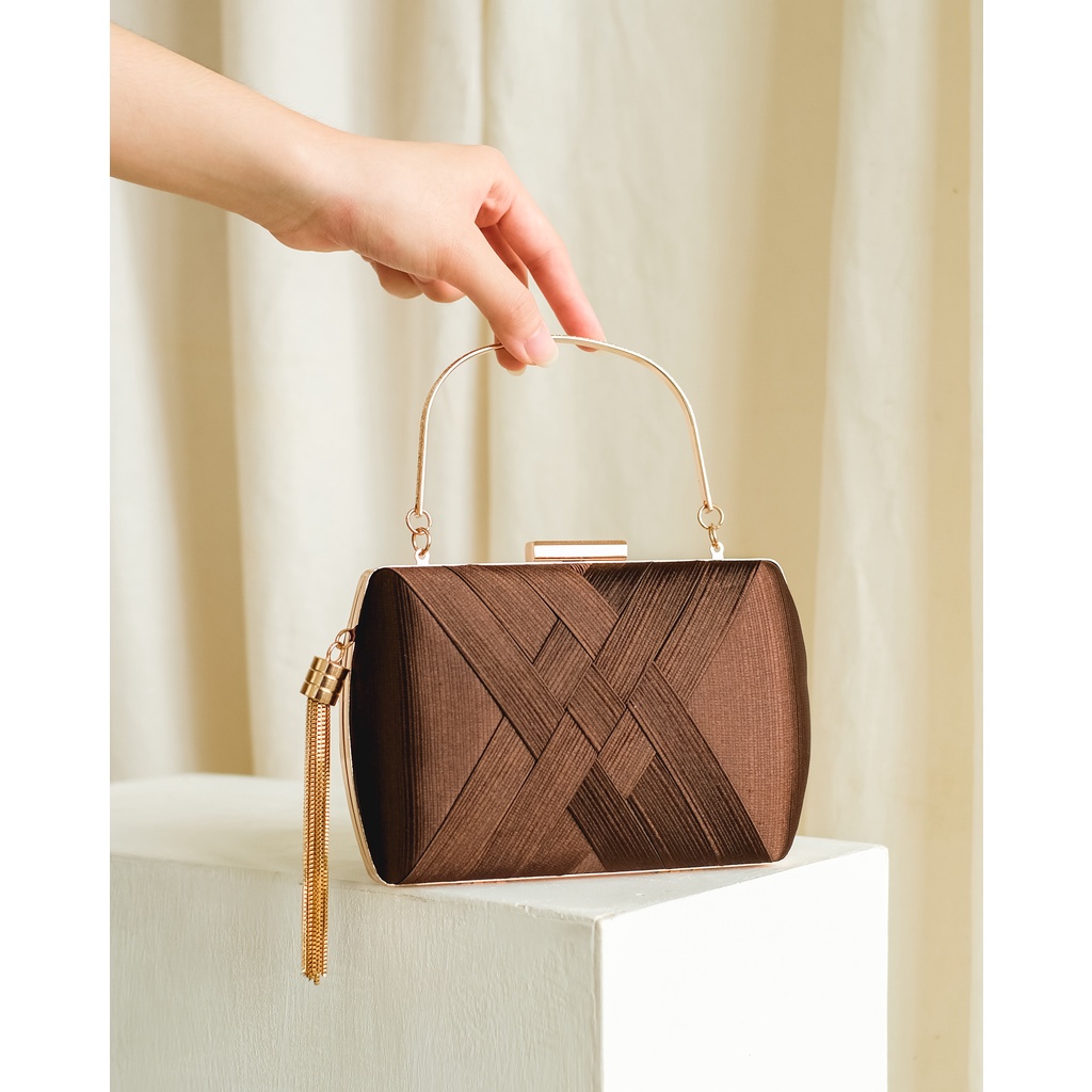 JELINE Diana tas pesta evening bag party clutch brown