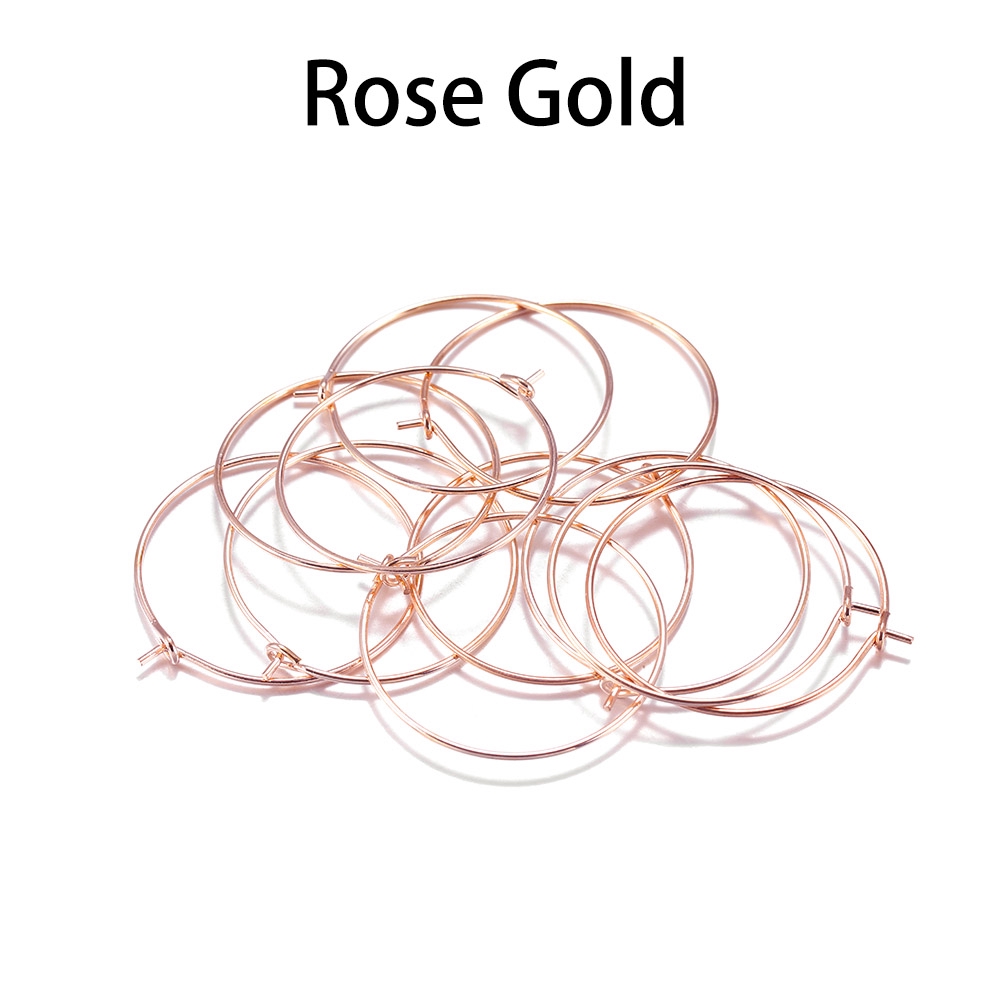 50pcs / Lot Anting Hoop Bulat Besar 20 / 25 / 30 / 35mm Warna Silver / Gold Untuk Membuat Perhiasan Diy