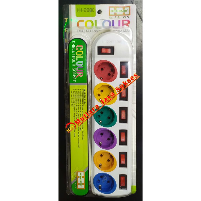 Jual STOP KONTAK 6 LUBANG SAKLAR HINOHIKARI 1,8M HH-288C SNI Diskon