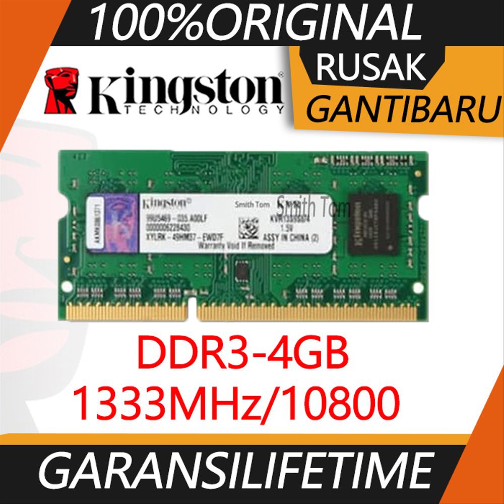 Jual Ram laptop kingston SODIMM 4GB DDR3 DDR3-1333 4G sodim Terlaris